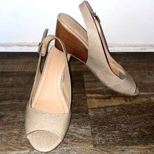 BCBGeneration Peep Toe Sling Back Wedge Heel,  Size 8.5